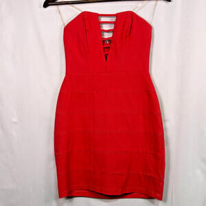 Trixxi Sexy Pink Strapless Bodycon Mini Dress Ladder V Neck Party Club Size 5